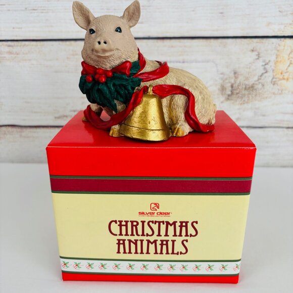 Silver Deer Tom Rubel Christmas Animals Pig Figurine - Picture 2 of 9